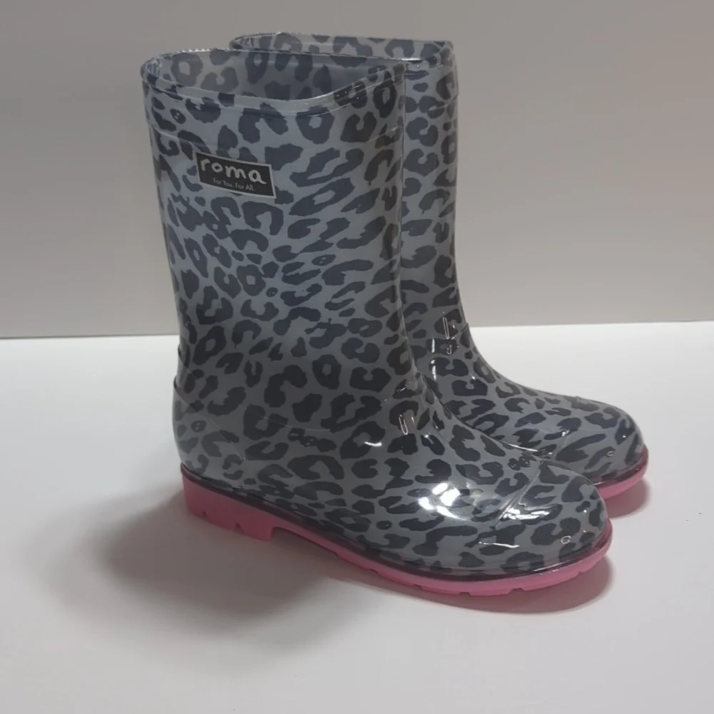 Roma Abel Kid's Leopard Print Rain Boots Size 13